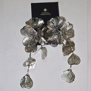 Atterri Boho Floral Silver‎ Statement Dangle Chandelier Earrings New